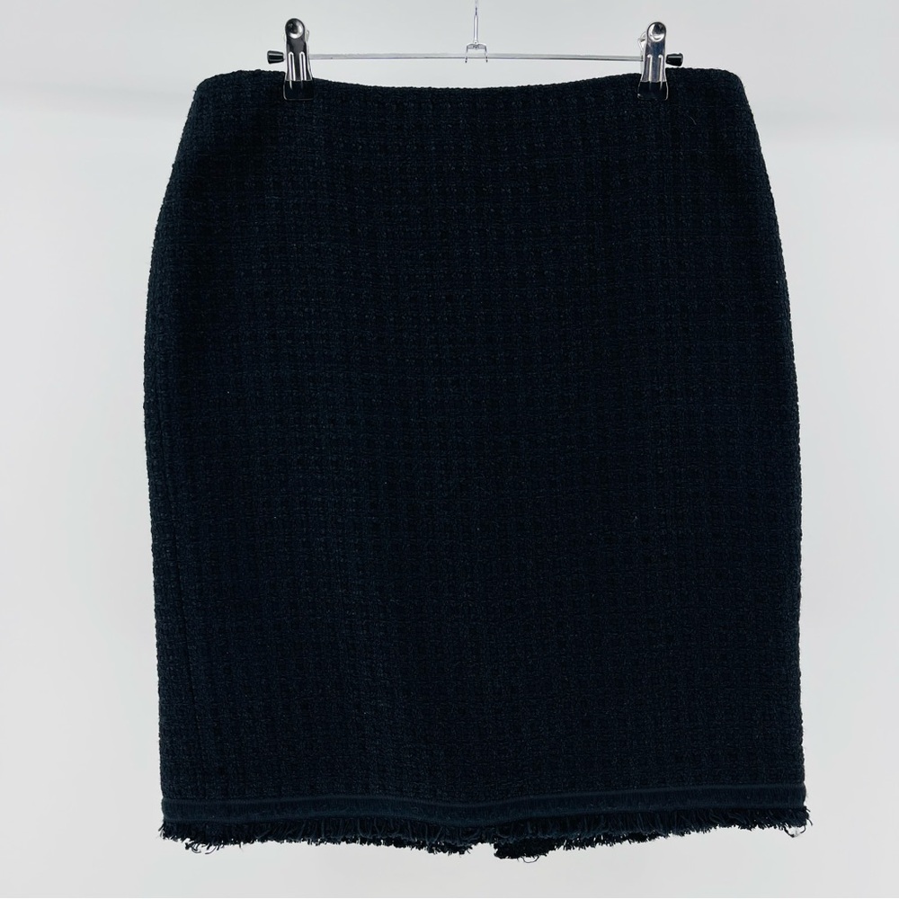 Talbots Black Tweed Textured Knit Cotton Blend Pencil Skirt, Women's 10 Petite
